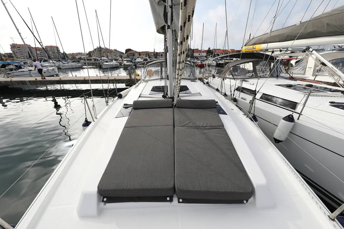Deck of Susso, a Hanse Yachts Hanse 455 sailboat at Grad Biograd na Moru, Croatia