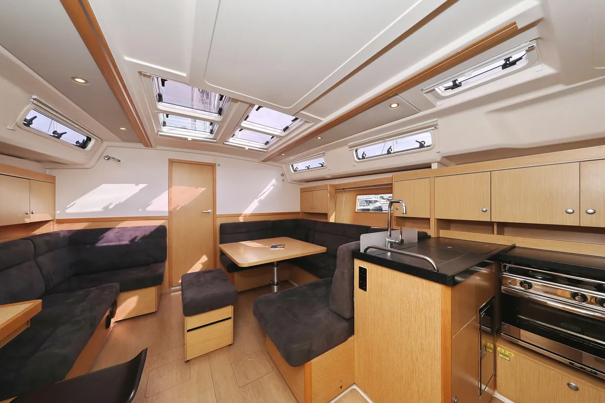 Salon of Susso, a Hanse Yachts Hanse 455 sailboat at Grad Biograd na Moru, Croatia