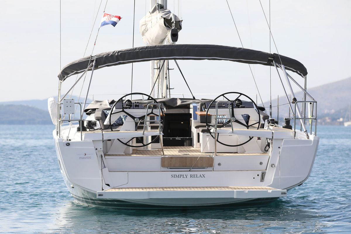 Exterior view of Simply Relax, a Hanse Yachts Hanse 460 sailboat at Općina Sukošan, Croatia