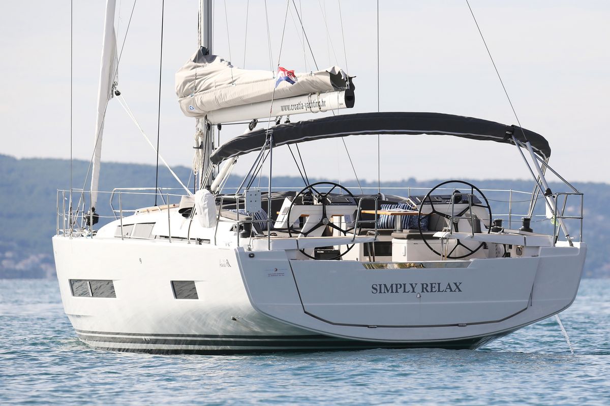 Exterior view of Simply Relax, a Hanse Yachts Hanse 460 sailboat at Općina Sukošan, Croatia