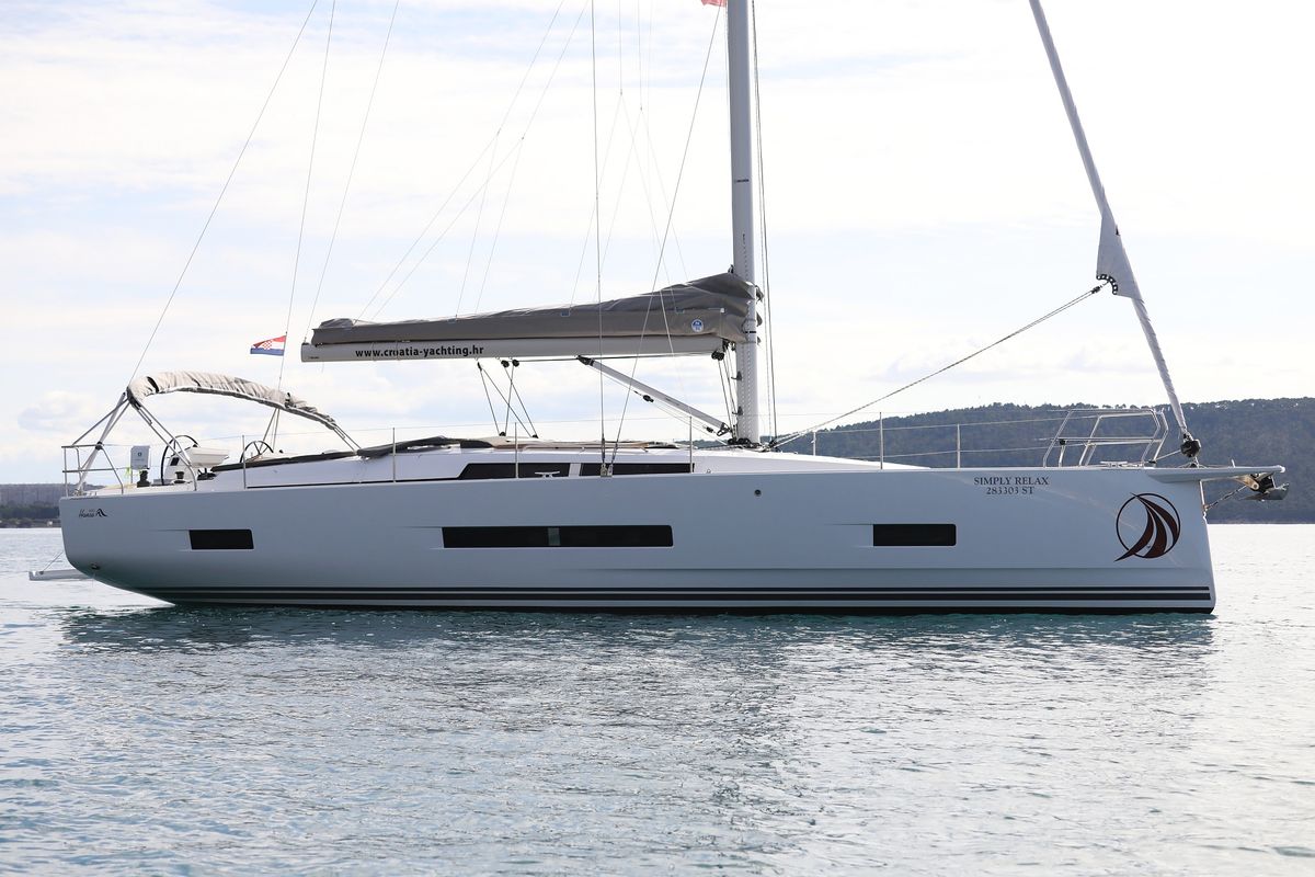 Exterior view of Simply Relax, a Hanse Yachts Hanse 460 sailboat at Općina Sukošan, Croatia
