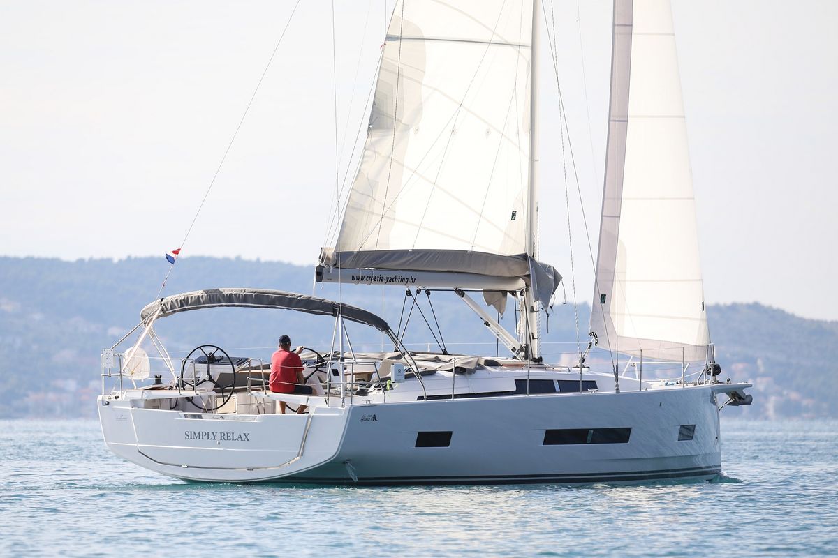 Exterior view of Simply Relax, a Hanse Yachts Hanse 460 sailboat at Općina Sukošan, Croatia