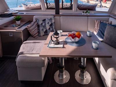 Salon of Artemis, a Fountaine Pajot Isla 40 catamaran at Municipal Unit of Lefkada, Greece