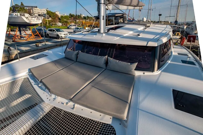 Deck of Artemis, a Fountaine Pajot Isla 40 catamaran at Municipal Unit of Lefkada, Greece