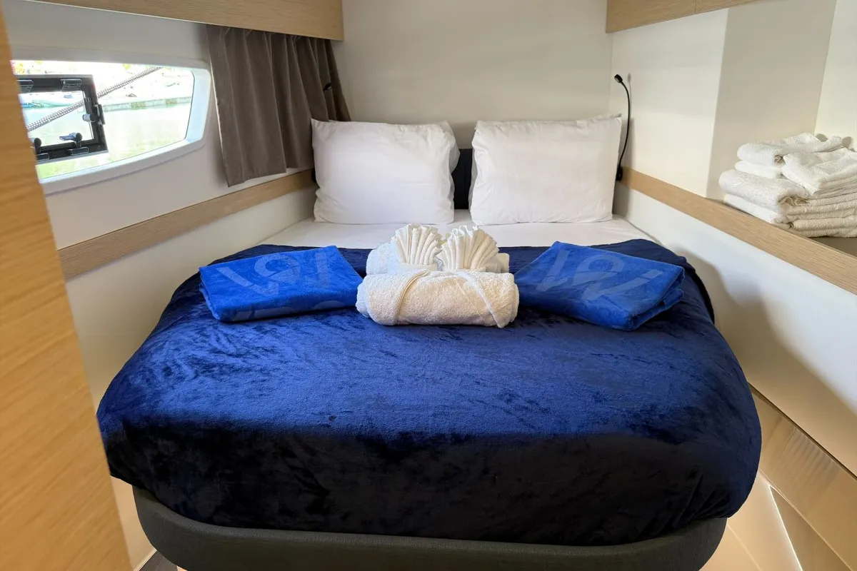 Pretty Penny, a Fountaine Pajot Elba 45 catamaran at Road Town, British Virgin Islands