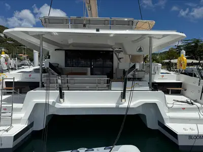 Pretty Penny, a Fountaine Pajot Elba 45 catamaran at Road Town, British Virgin Islands