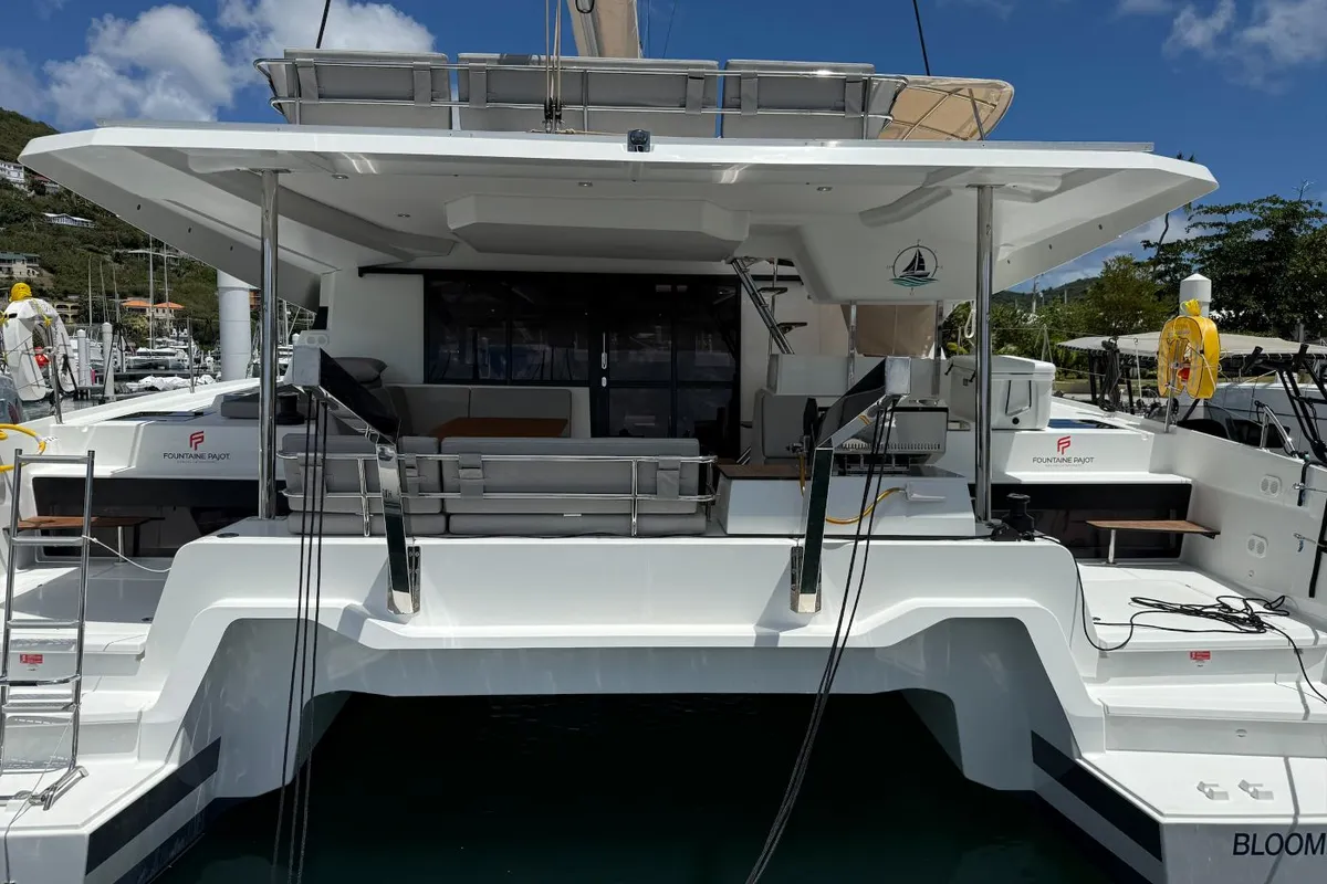 Pretty Penny, a Fountaine Pajot Elba 45 catamaran at Road Town, British Virgin Islands