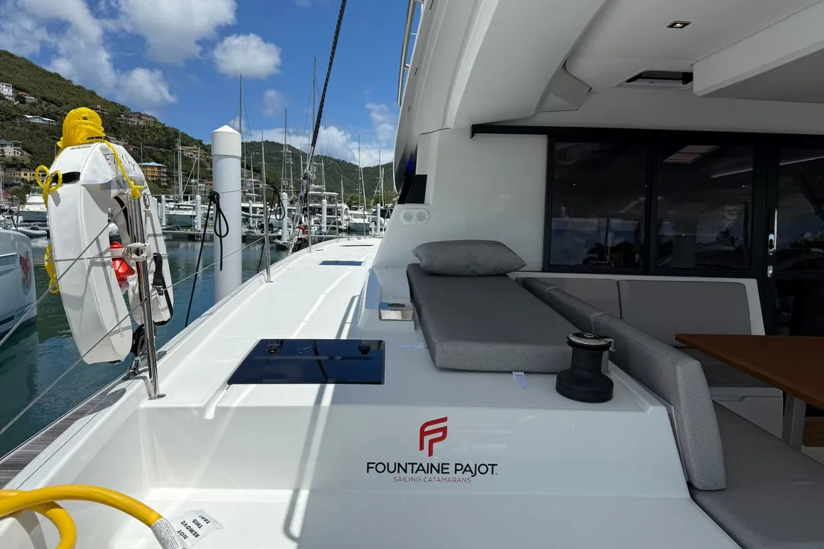Pretty Penny, a Fountaine Pajot Elba 45 catamaran at Road Town, British Virgin Islands