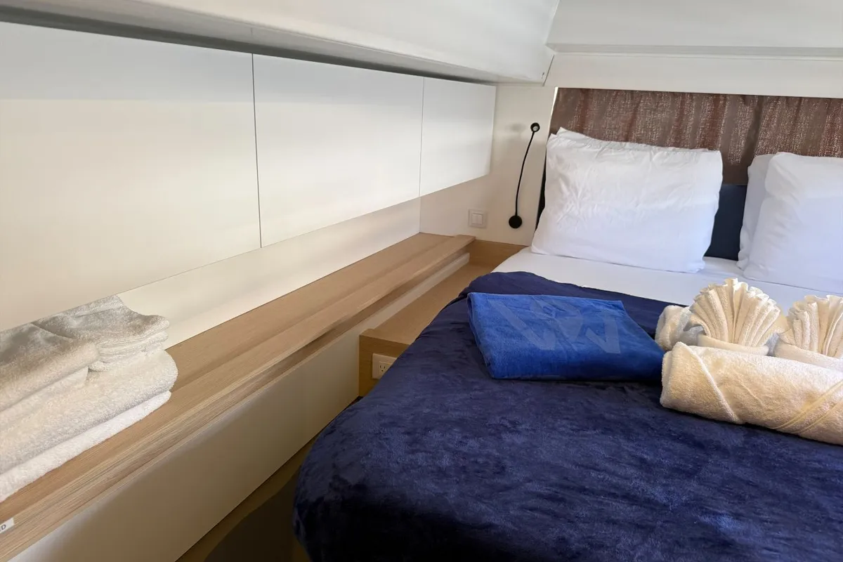 Pretty Penny, a Fountaine Pajot Elba 45 catamaran at Road Town, British Virgin Islands