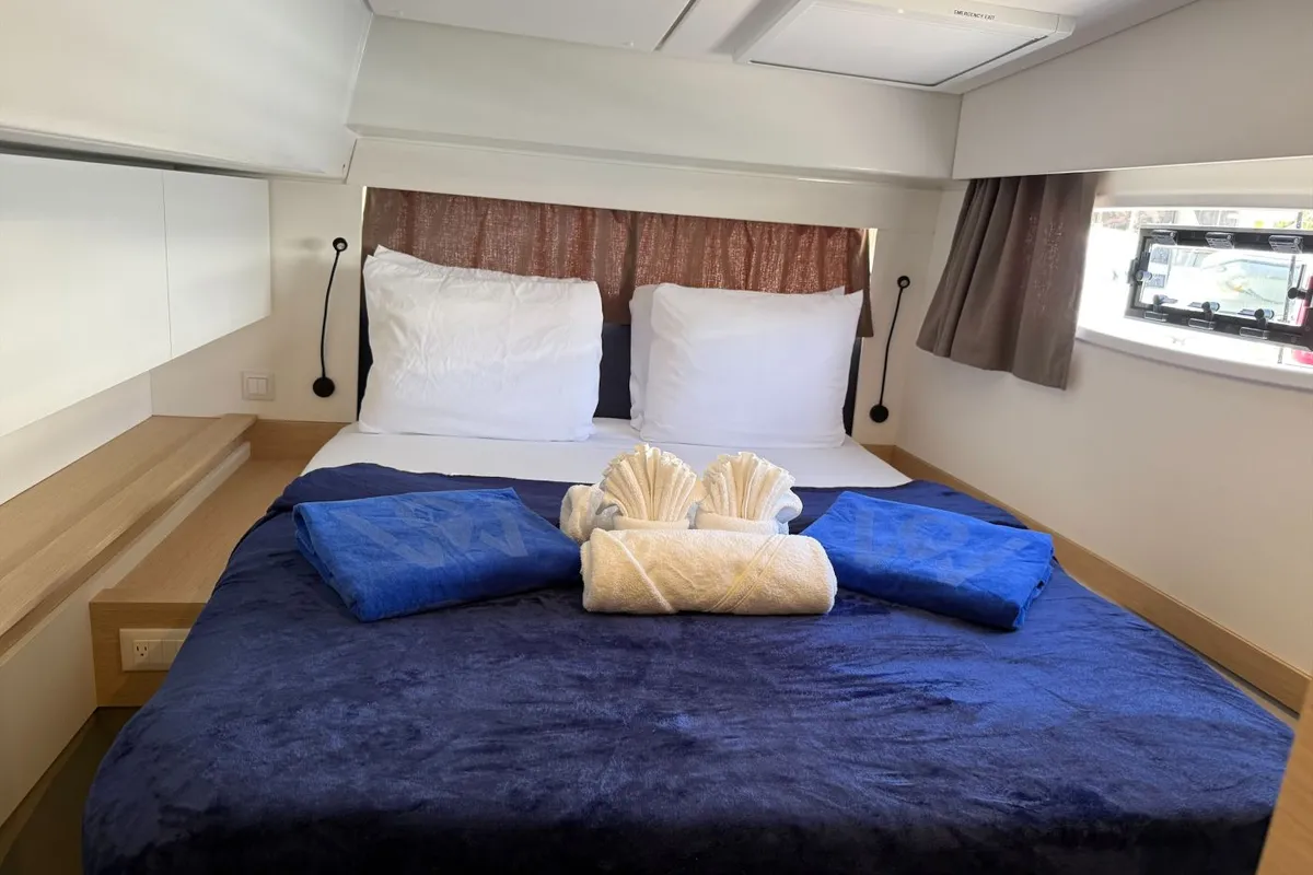 Pretty Penny, a Fountaine Pajot Elba 45 catamaran at Road Town, British Virgin Islands