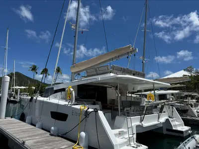 Pretty Penny, a Fountaine Pajot Elba 45 catamaran at Road Town, British Virgin Islands