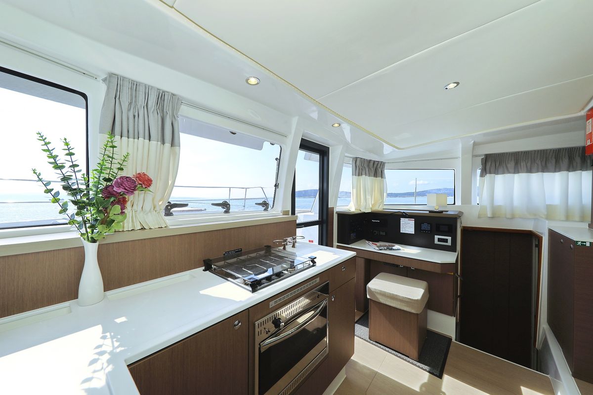 Galley of Clair de Lune, a Bali 4.2 catamaran at Grad Kaštela, Croatia