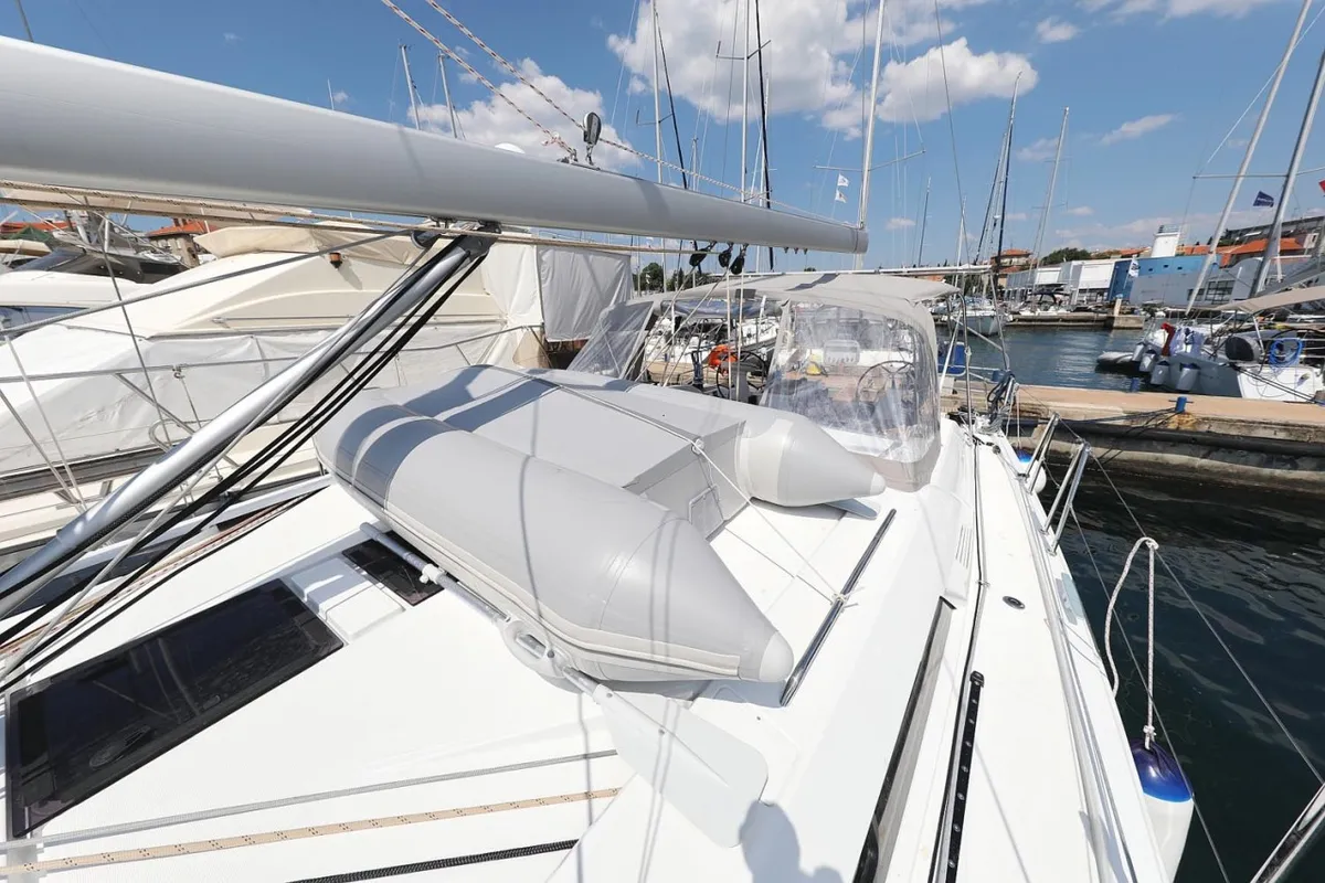 Deck of Black Jack, a Beneteau Oceanis 46.1 sailboat at Dubrovnik, Croatia
