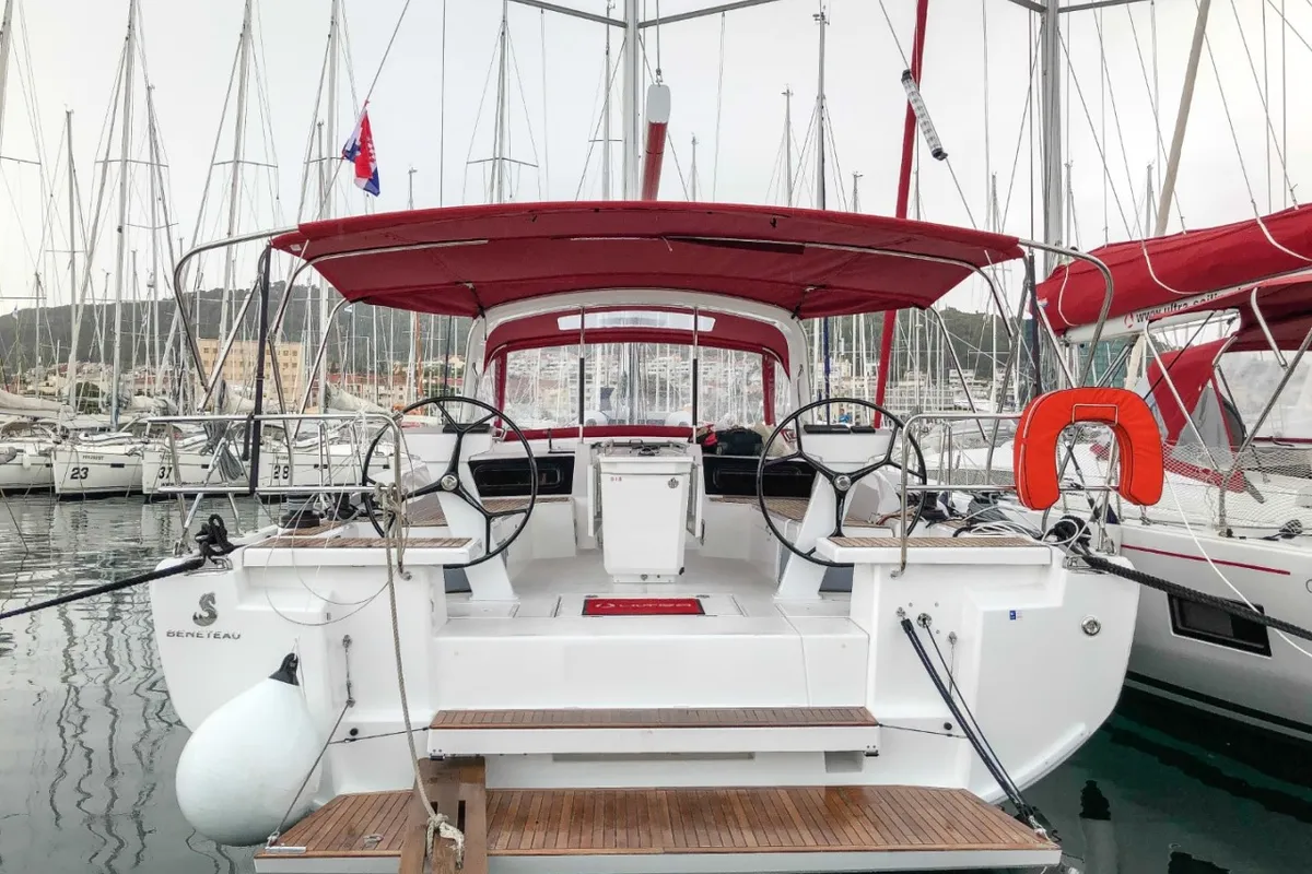 Cockpit of Black Jack, a Beneteau Oceanis 46.1 sailboat at Dubrovnik, Croatia