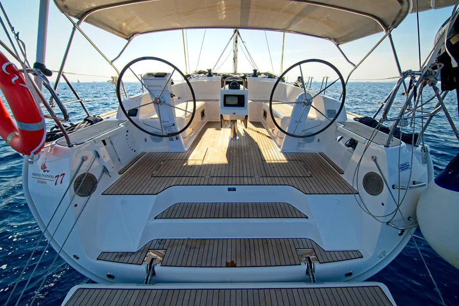 Cockpit of MH 80, a Bavaria Cruiser 46 sailboat at Murter, Croatia