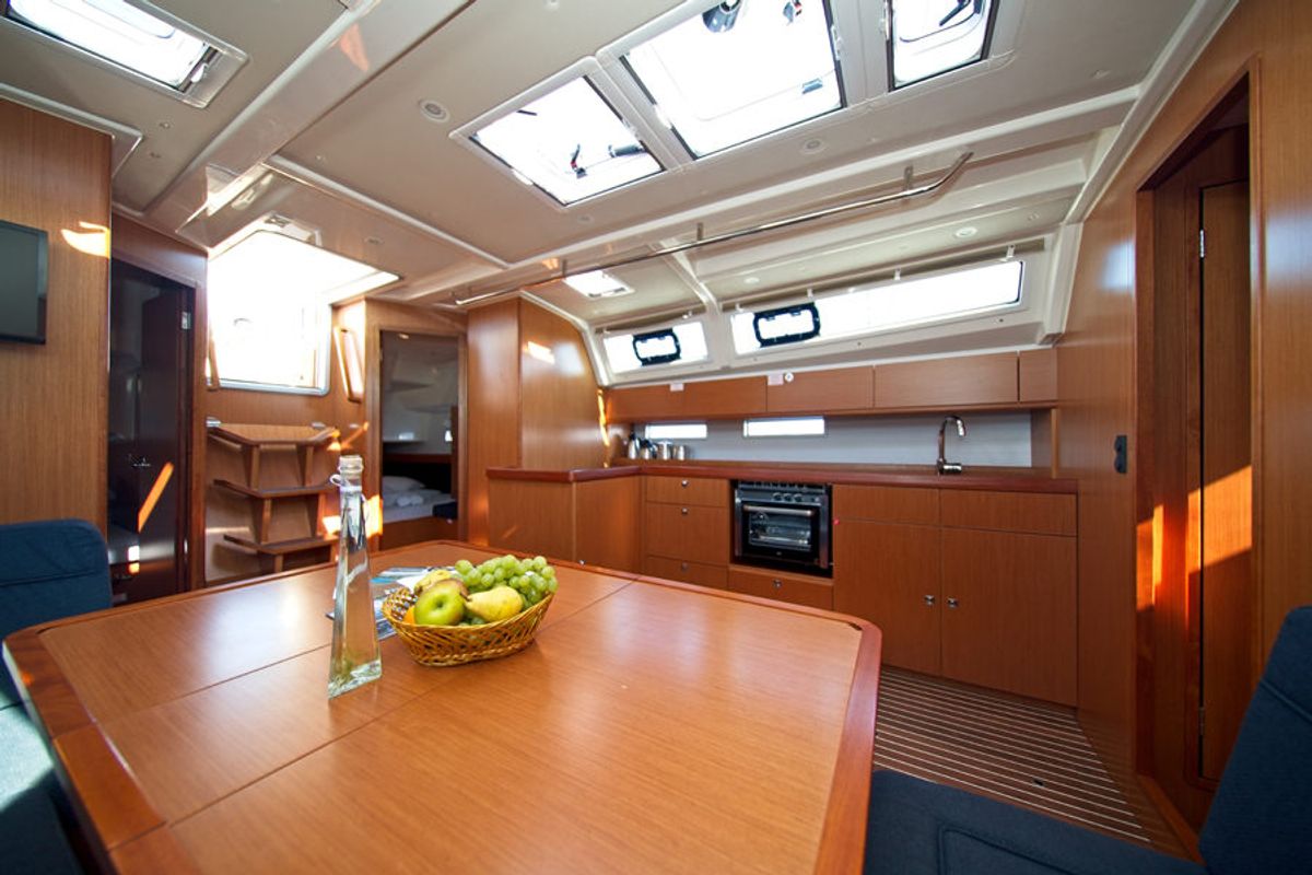 Galley of MH 80, a Bavaria Cruiser 46 sailboat at Murter, Croatia