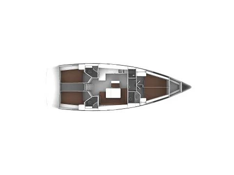 Exterior view of MH 80, a Bavaria Cruiser 46 sailboat at Murter, Croatia