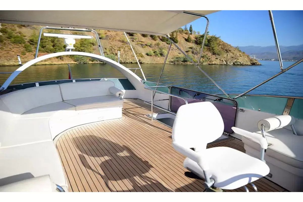 Cockpit of Sirocco, a Gulet Motoryacht yacht at Fethiye, Turkey