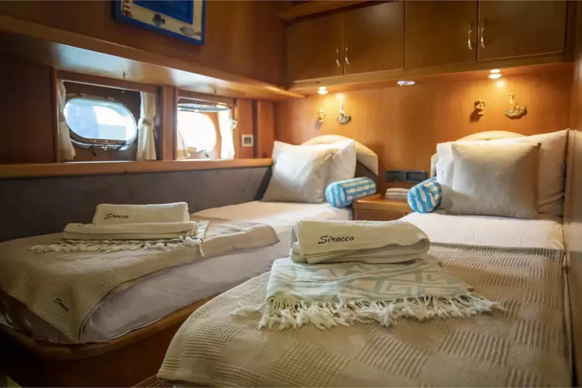 Cabin on Sirocco, a Gulet Motoryacht yacht at Fethiye, Turkey