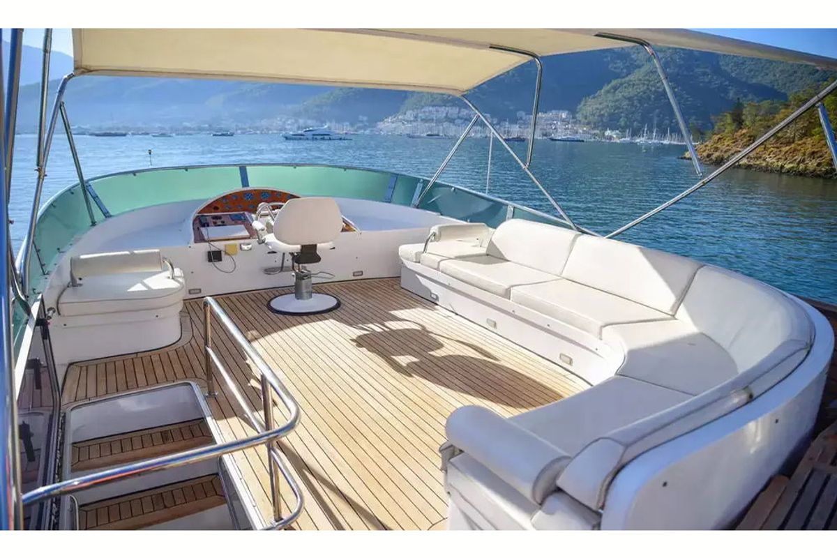Cockpit of Sirocco, a Gulet Motoryacht yacht at Fethiye, Turkey