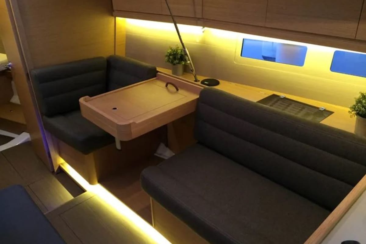 Salon of Iliana, a Dufour 412 GL sailboat at Kontokali, Greece