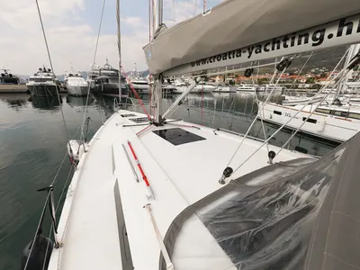 Deck of Blue Eagle, a Hanse Yachts Hanse 418 sailboat at Grad Kaštela, Croatia