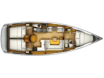 Floor plan of Blueberry, a Jeanneau Sun Odyssey 419 sailboat at Parikia, Greece