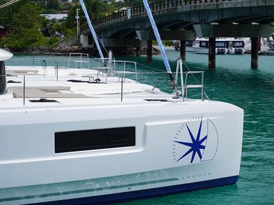 Ghost Buster, a Lagoon 46 catamaran at Seychelles, Eden Island Marina, Seychelles