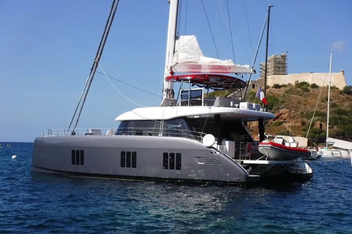 Exterior view of Liberta, a Sunreef Yachts Sunreef 50 catamaran at Alameda, United States