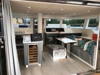 Salon of Liberta, a Sunreef Yachts Sunreef 50 catamaran at Alameda, United States