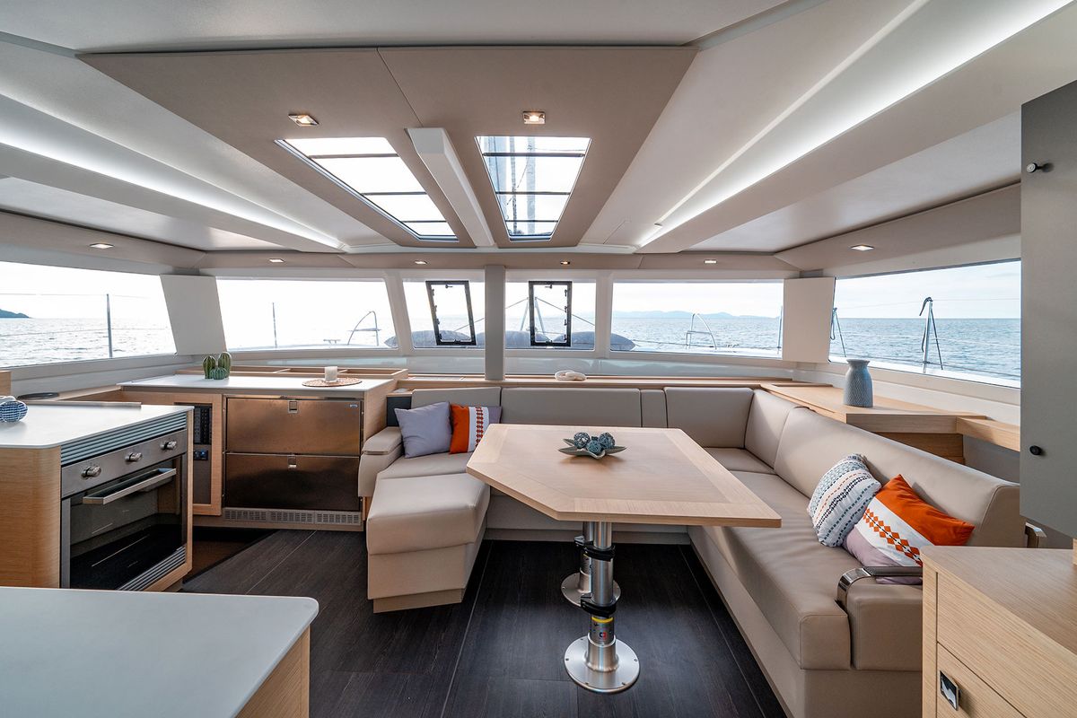 Salon of Smeralda - A/C, Generator, Water maker , a Fountaine Pajot Tanna 47 catamaran at Castellammare di Stabia, Italy