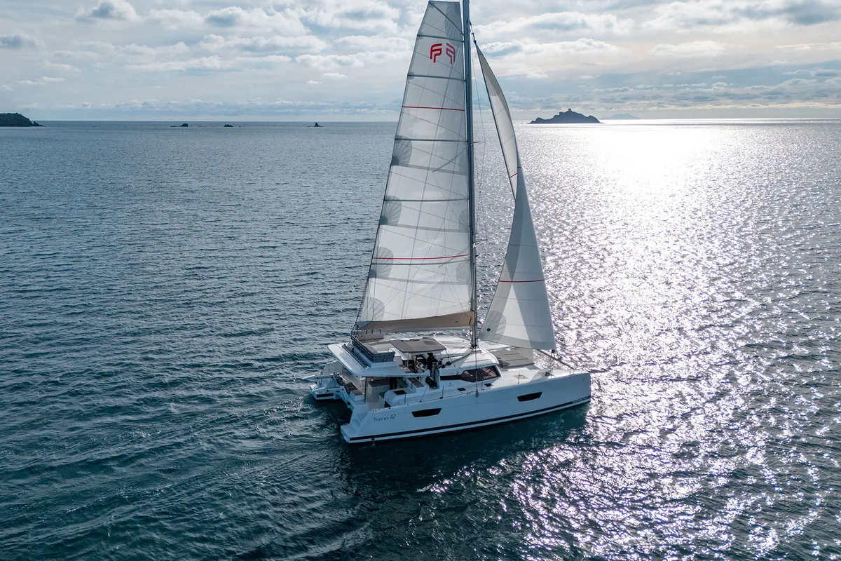 Exterior view of Smeralda - A/C, Generator, Water maker , a Fountaine Pajot Tanna 47 catamaran at Castellammare di Stabia, I…