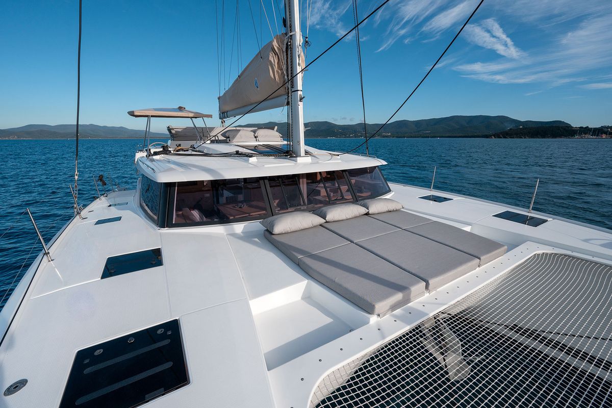 Deck of Smeralda - A/C, Generator, Water maker , a Fountaine Pajot Tanna 47 catamaran at Castellammare di Stabia, Italy