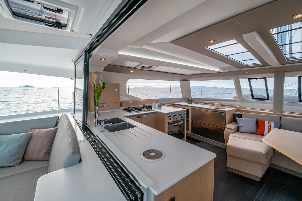 Galley of Smeralda - A/C, Generator, Water maker , a Fountaine Pajot Tanna 47 catamaran at Castellammare di Stabia, Italy