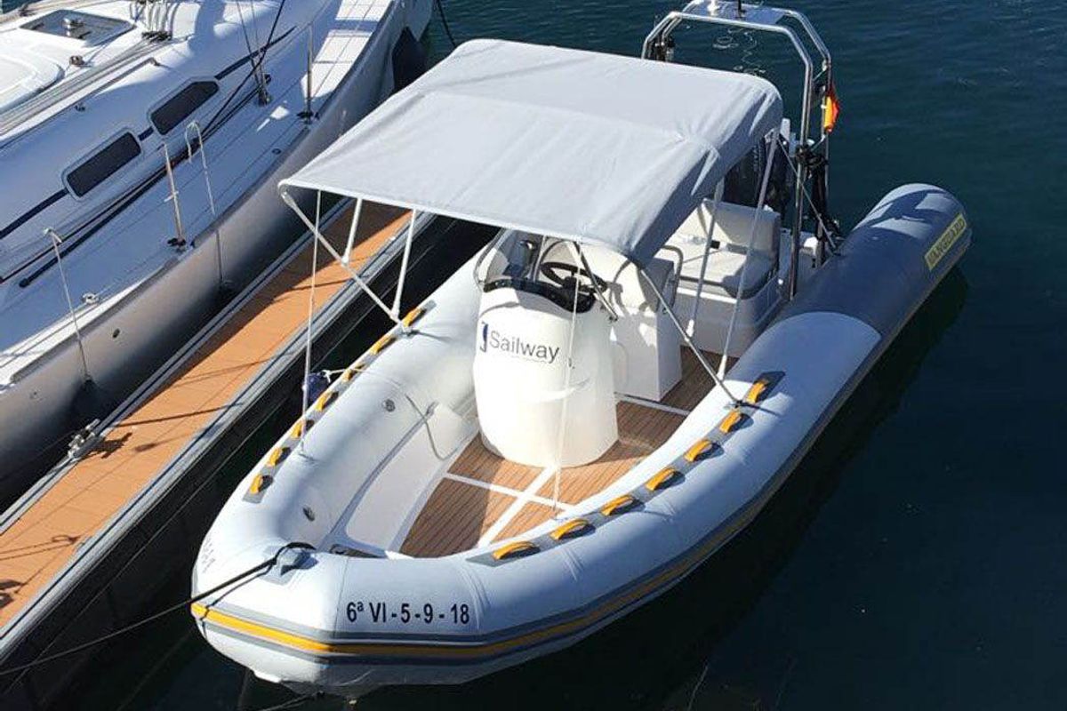 Exterior view of Sailway Siete, a Gulet Vanguard DR-560 motorboat at Vigo, Spain
