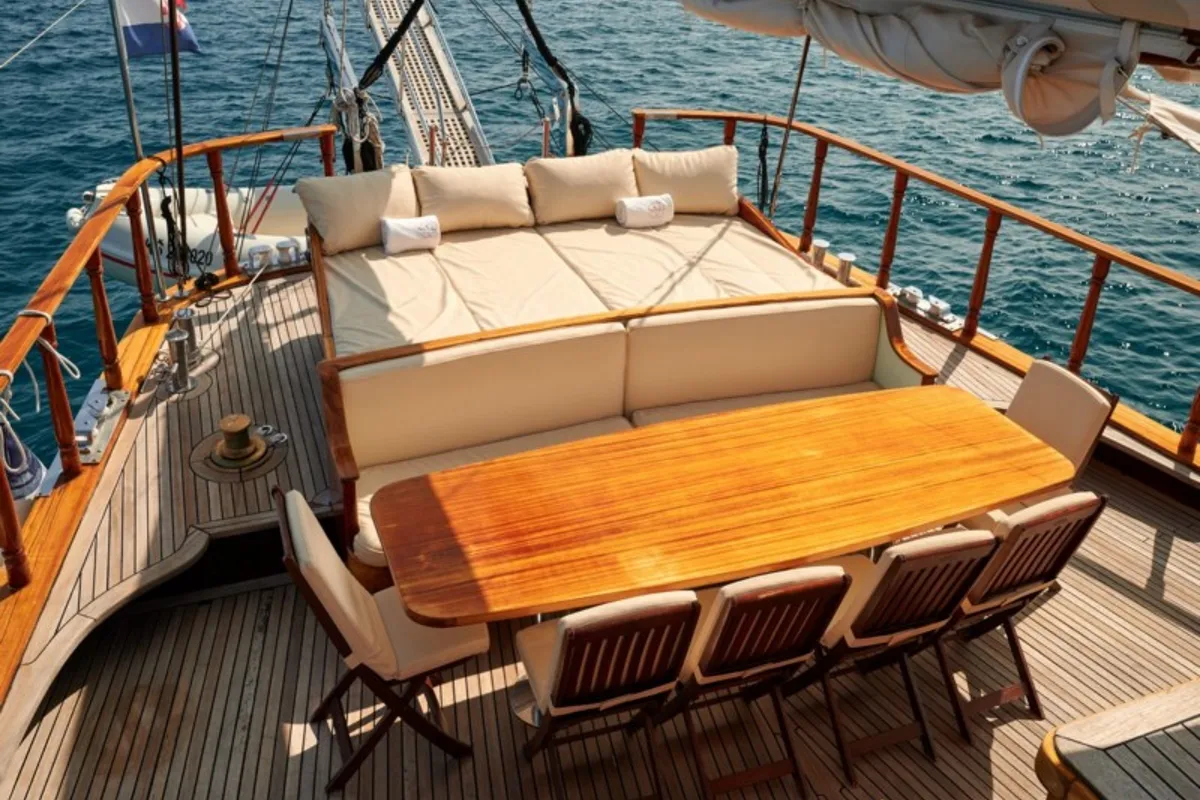 Deck of QUEEN OF ADRIATIC, a Gulet Gulet gulet at Grad Kaštela, Croatia
