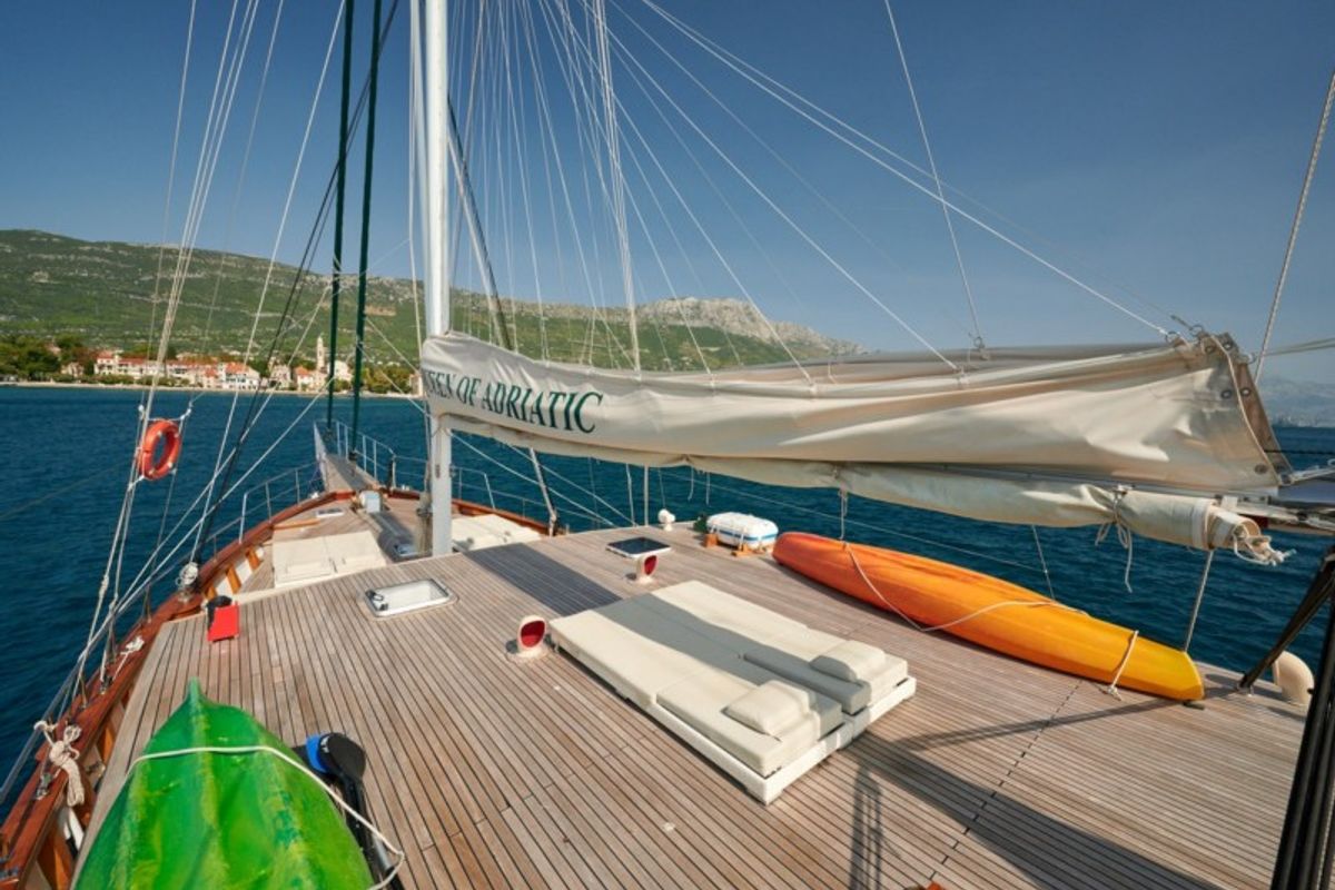 Deck of QUEEN OF ADRIATIC, a Gulet Gulet gulet at Grad Kaštela, Croatia