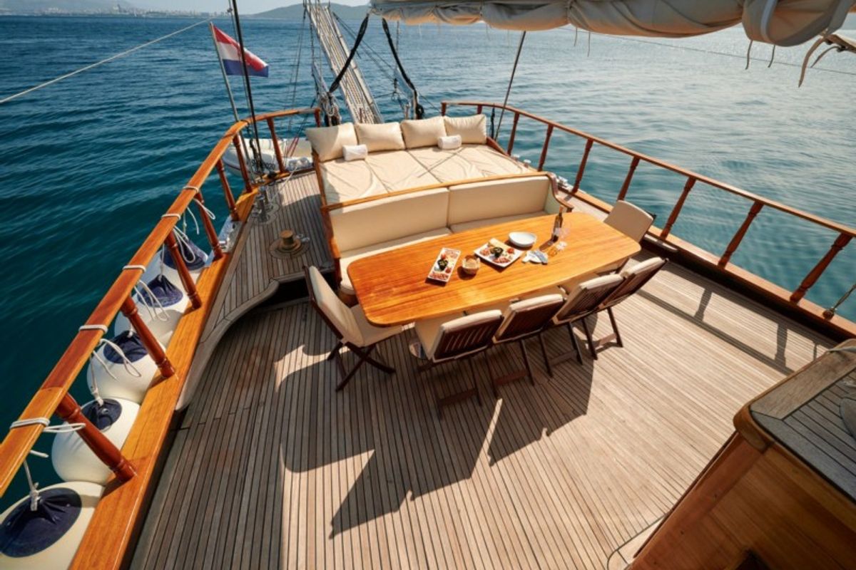 Deck of QUEEN OF ADRIATIC, a Gulet Gulet gulet at Grad Kaštela, Croatia