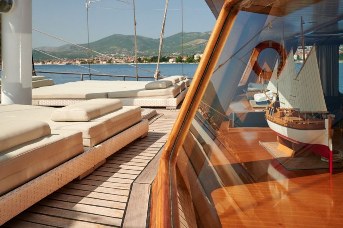 Deck of QUEEN OF ADRIATIC, a Gulet Gulet gulet at Grad Kaštela, Croatia