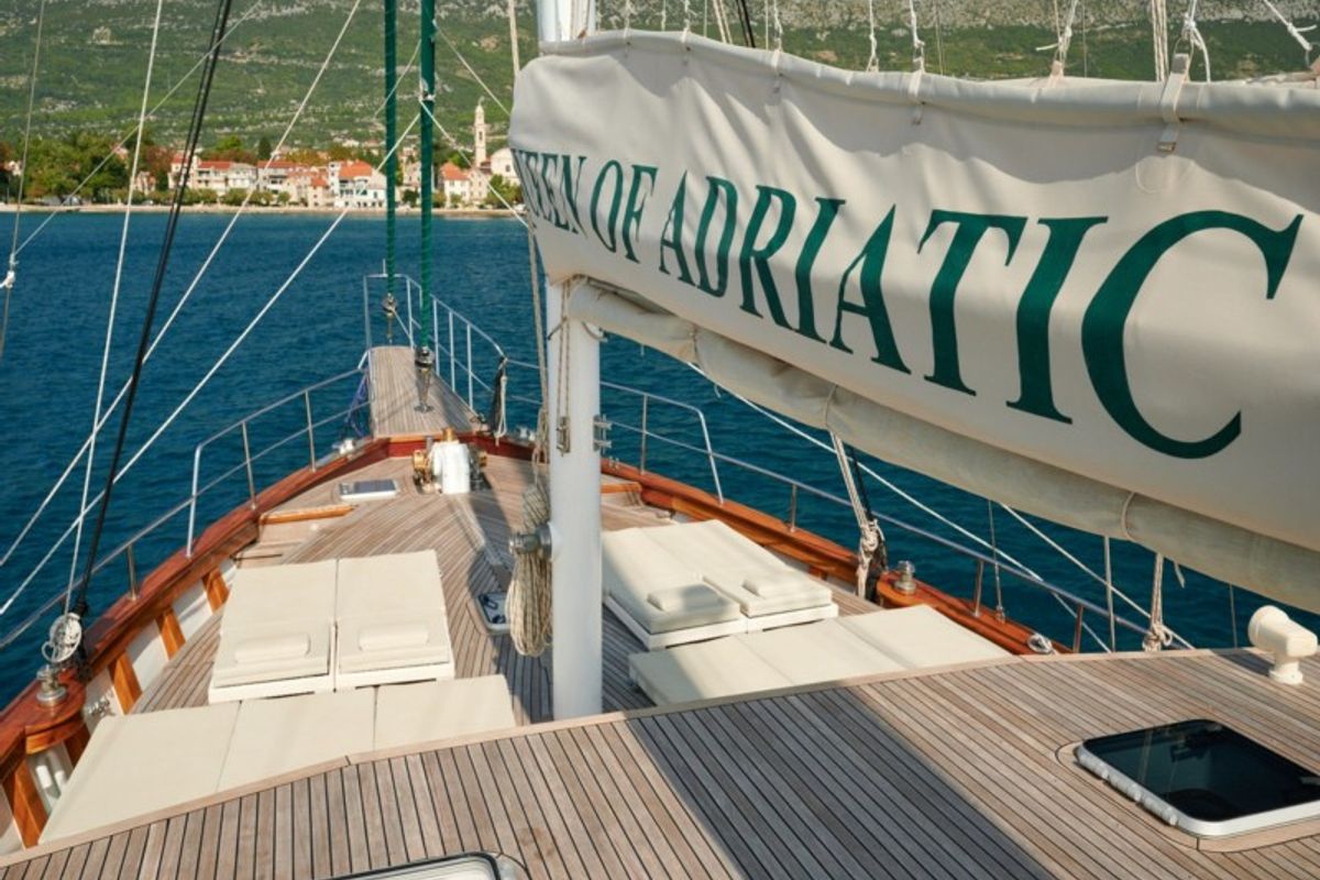 Deck of QUEEN OF ADRIATIC, a Gulet Gulet gulet at Grad Kaštela, Croatia