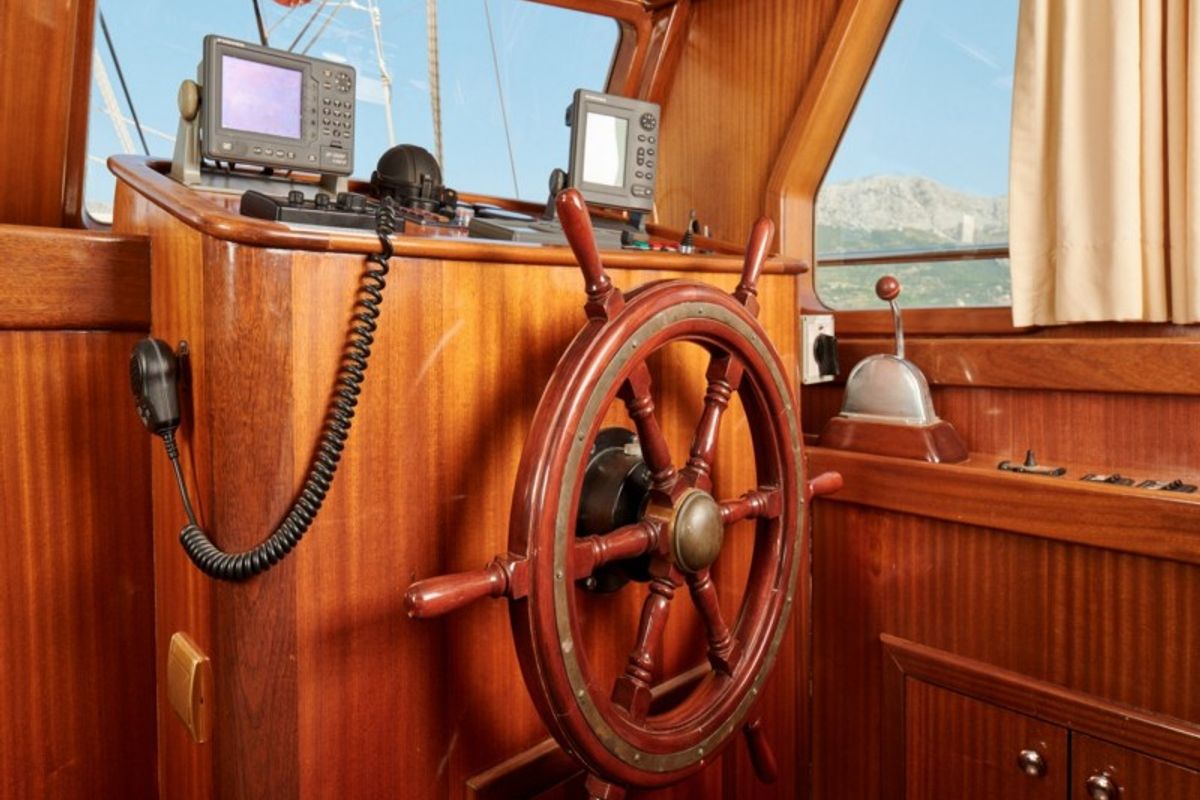 Cockpit of QUEEN OF ADRIATIC, a Gulet Gulet gulet at Grad Kaštela, Croatia