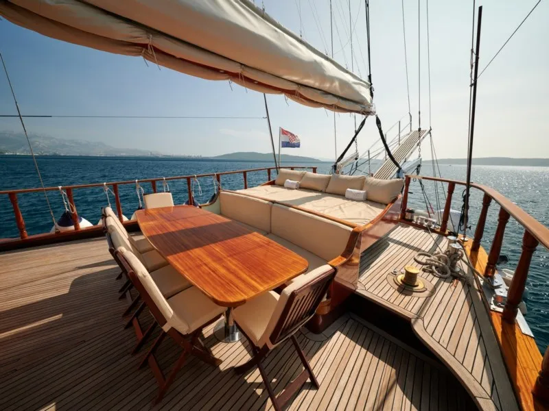 Deck of QUEEN OF ADRIATIC, a Gulet Gulet gulet at Grad Kaštela, Croatia