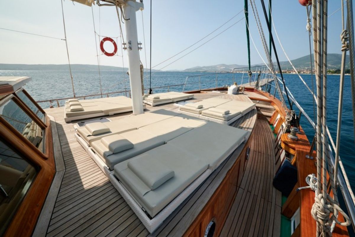 Deck of QUEEN OF ADRIATIC, a Gulet Gulet gulet at Grad Kaštela, Croatia