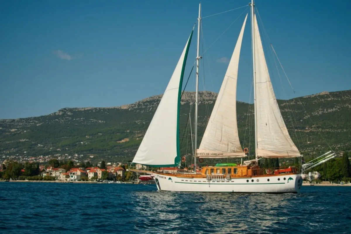 Exterior view of QUEEN OF ADRIATIC, a Gulet Gulet gulet at Grad Kaštela, Croatia
