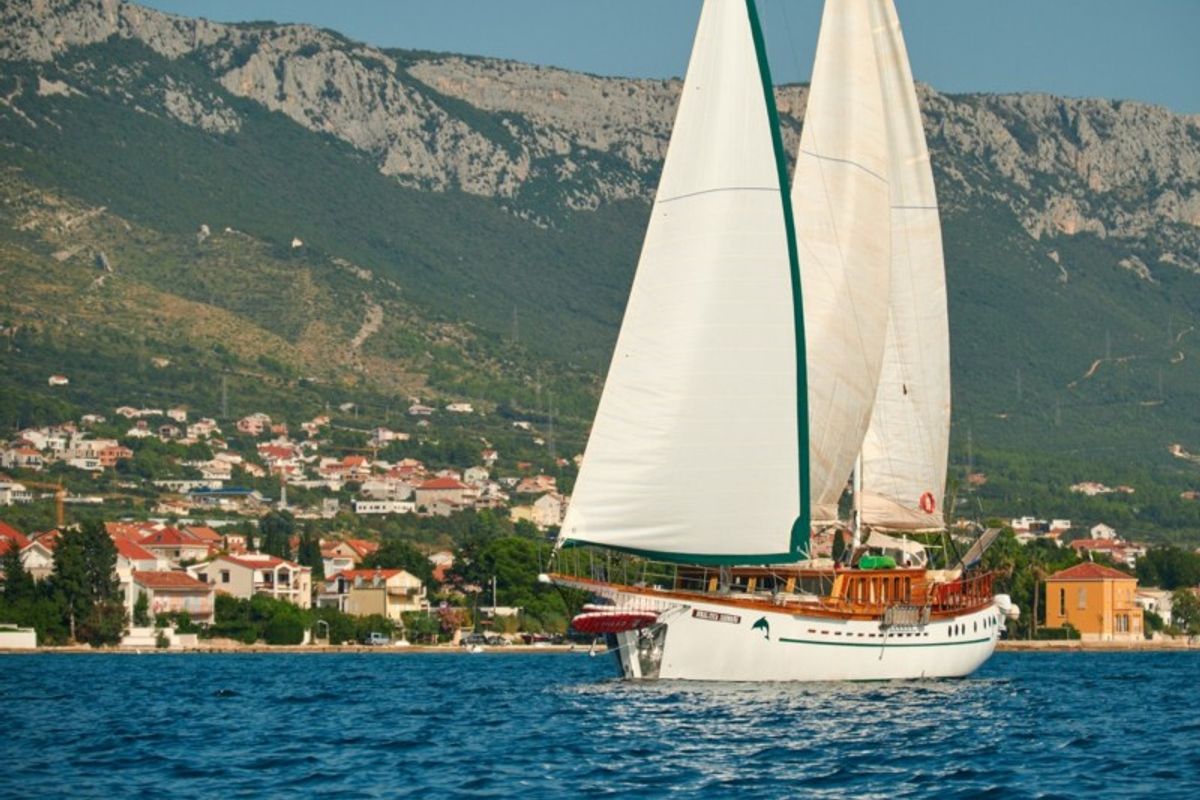 Exterior view of QUEEN OF ADRIATIC, a Gulet Gulet gulet at Grad Kaštela, Croatia