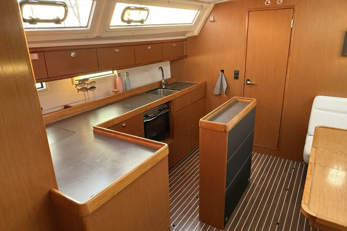 Cabin on Aquilo, a Bavaria Cruiser 46 sailboat at Preveza, Greece