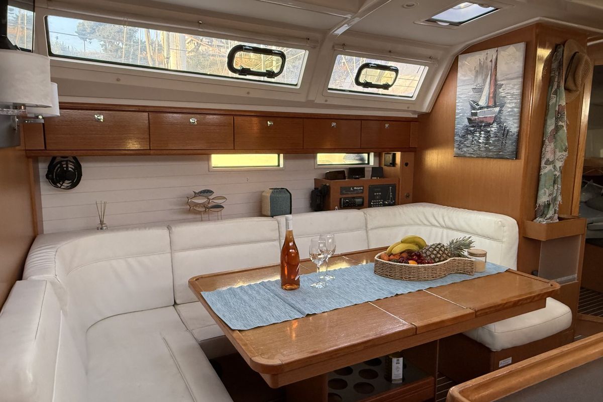 Salon of Aquilo, a Bavaria Cruiser 46 sailboat at Preveza, Greece