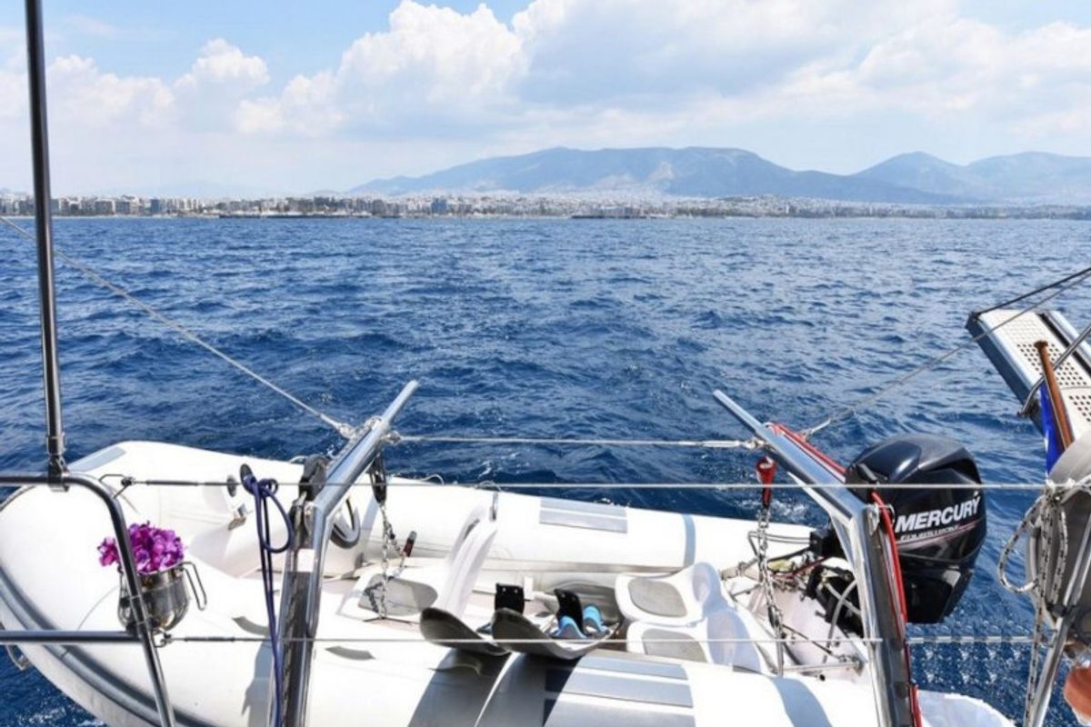 Omiros II, a Lagoon 450 Fly catamaran at Athens, Greece