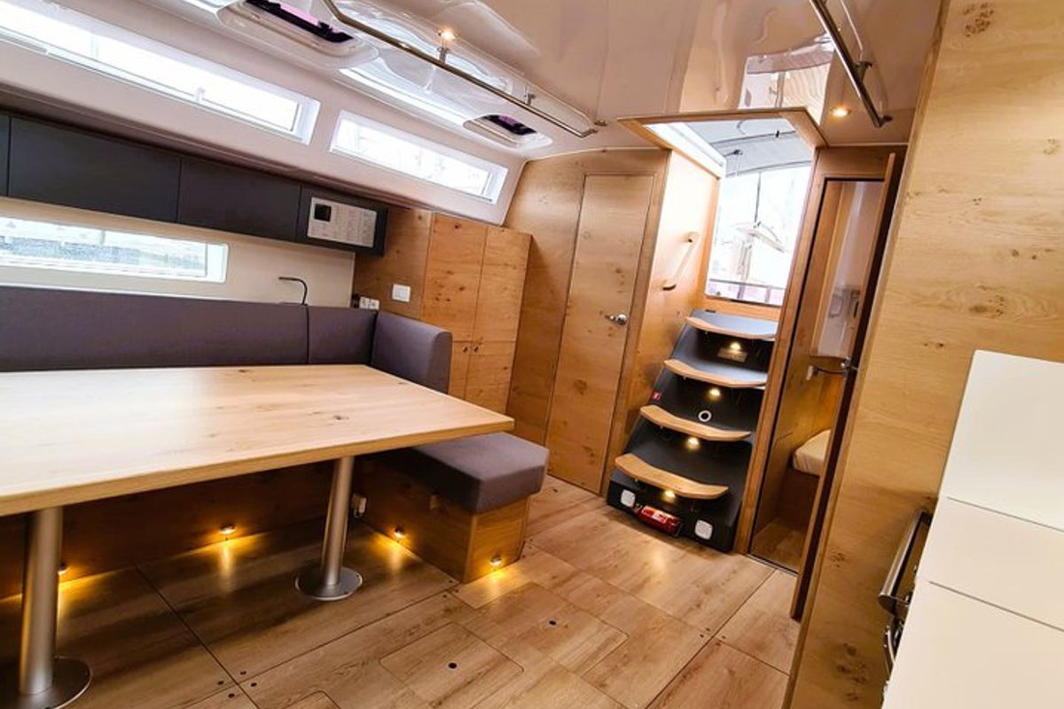 Salon of First Edition, a Elan Impression 45 sailboat at Grad Šibenik, Croatia