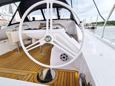 Cockpit of First Edition, a Elan Impression 45 sailboat at Grad Šibenik, Croatia
